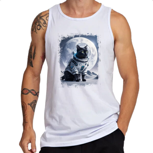 Camiseta Regata Gato preto astronauta - Imagem 3