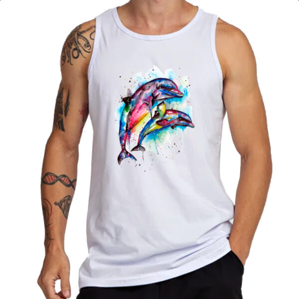Camiseta Regata Golfinhos Aquarela - Imagem 3