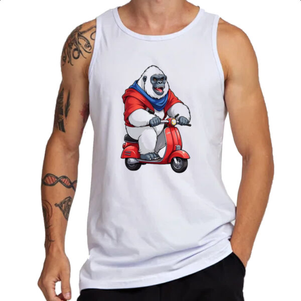Camiseta Regata Gorila albino na scooter - Imagem 3