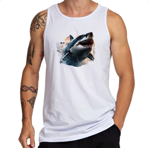 Camiseta Regata Grande Tubarao Branco - Imagem 3