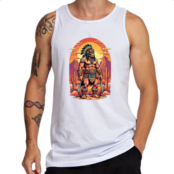 Camiseta Regata Guerreiro Skull Indio Americano - Imagem 3
