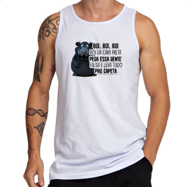 Camiseta Regata Ironico Boi da cara preta pega gente falsa - Imagem 3