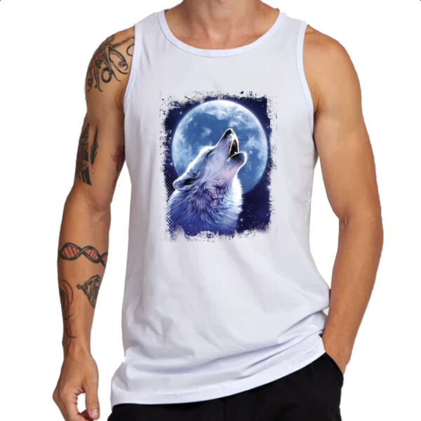 Camiseta Regata Lobo uivando ao luar - Imagem 3