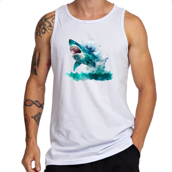 Camiseta Regata Megalodonte aquarela 1 - Imagem 3