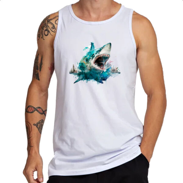 Camiseta Regata Megalodonte aquarela 3 - Imagem 3