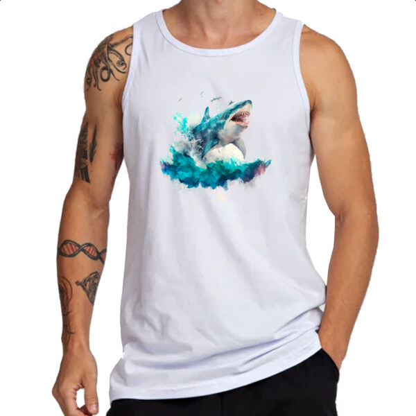 Camiseta Regata Megalodonte aquarela 4 - Imagem 3