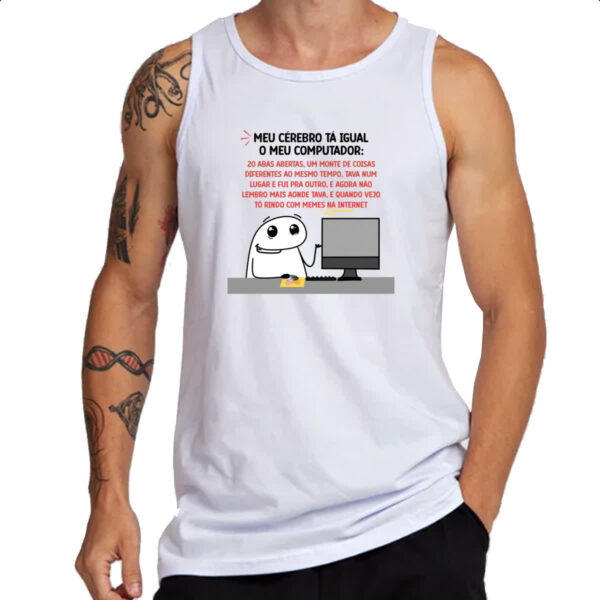 Camiseta Regata Meu cerebro igual ao computador - Imagem 3