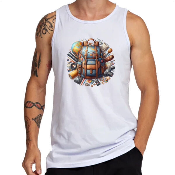 Camiseta Regata Mochila viagem ao mundo - Imagem 3