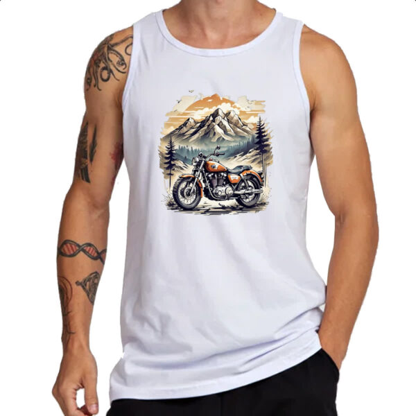 Camiseta Regata Motocicleta vintage montanhas - Imagem 3