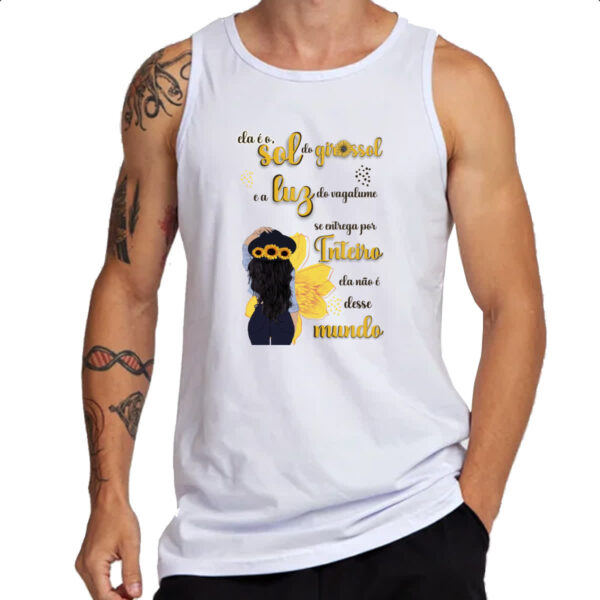Camiseta Regata Mulher e o girassol e a luz - Imagem 3