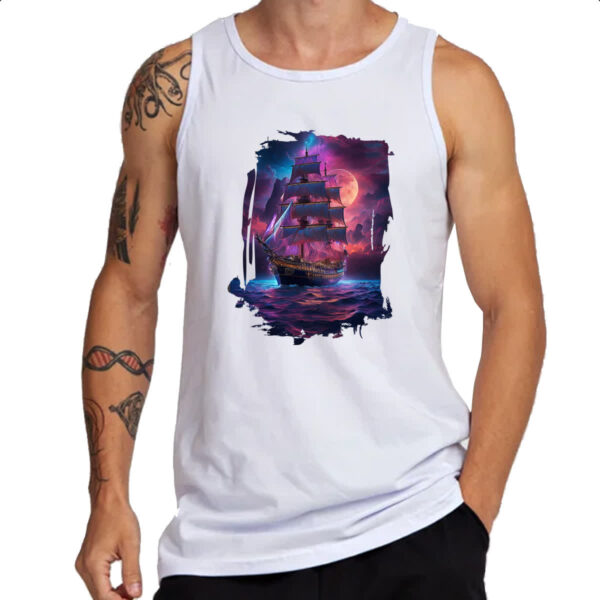 Camiseta Regata Navio pirata noite purpura - Imagem 3