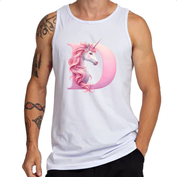 Camiseta Regata Unicornio Alfabeto Letra D - Imagem 3