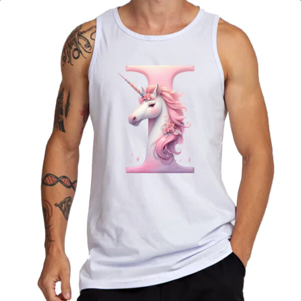 Camiseta Regata Unicornio Alfabeto Letra I - Imagem 3