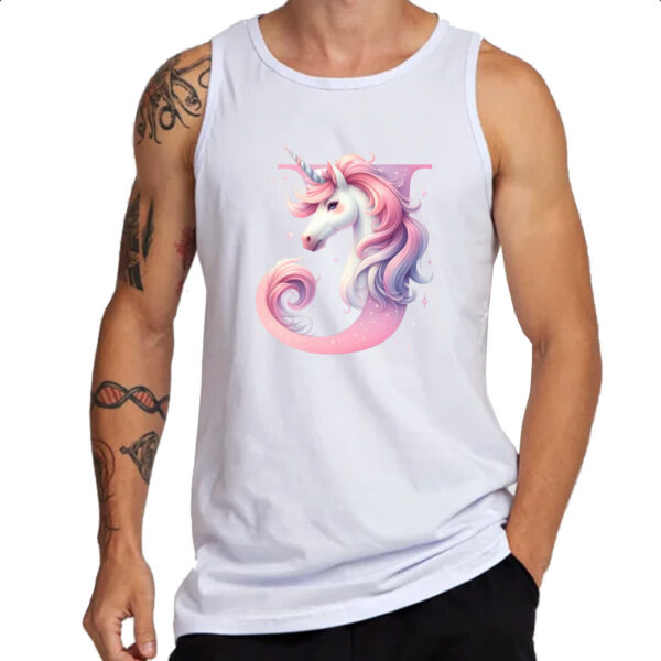 Camiseta Regata Unicornio Alfabeto Letra J - Imagem 3