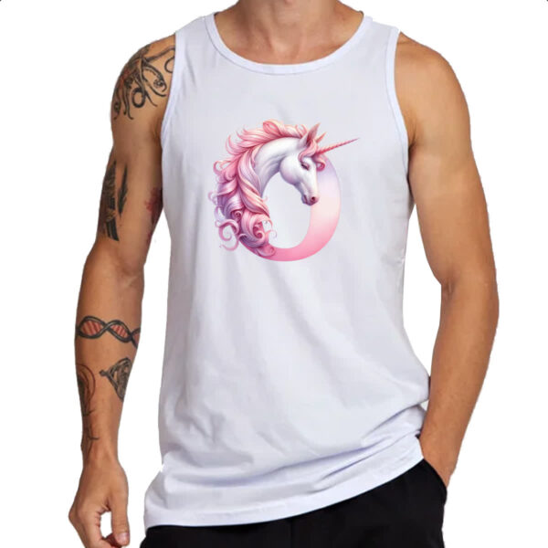 Camiseta Regata Unicornio Alfabeto Letra O - Imagem 3