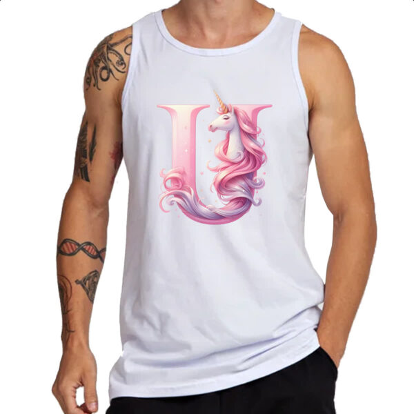 Camiseta Regata Unicornio Alfabeto Letra U - Imagem 3