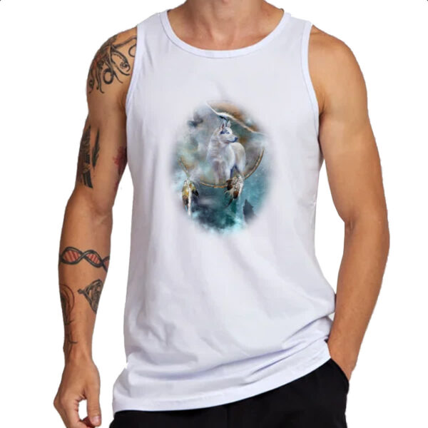 Camiseta Regata Apanhador de sonhos lobo cinza - Imagem 3