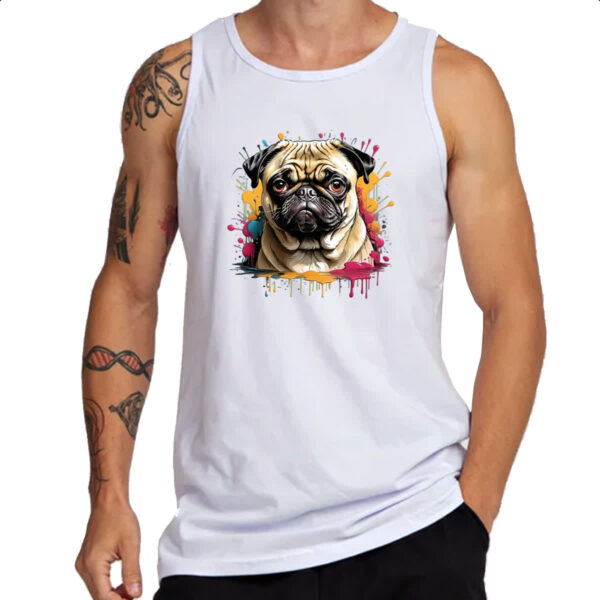Camiseta Regata Pug Watercolor Splash Art - Imagem 3