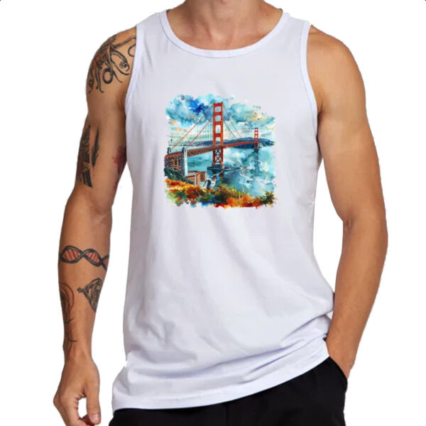 Camiseta Regata Ponte Golden Gate watercolor - Imagem 3