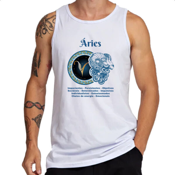 Camiseta Regata Signo de Aries adjetivos - Imagem 3