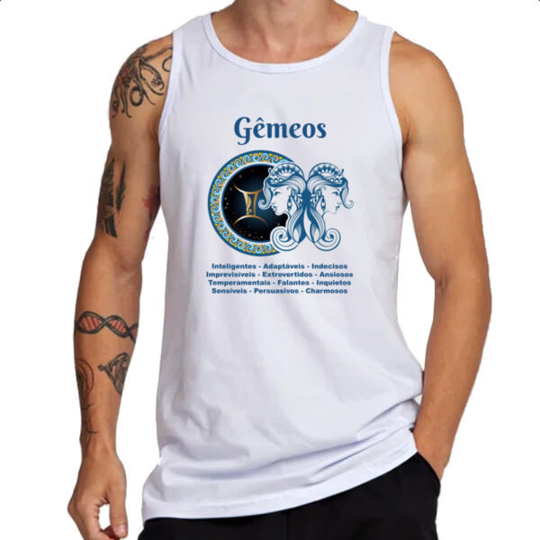Camiseta Regata Signo de Gemeos adjetivos - Imagem 3