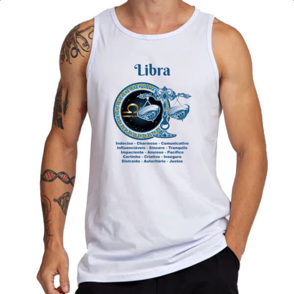 Camiseta Regata Signo de Libra adjetivos - Imagem 3