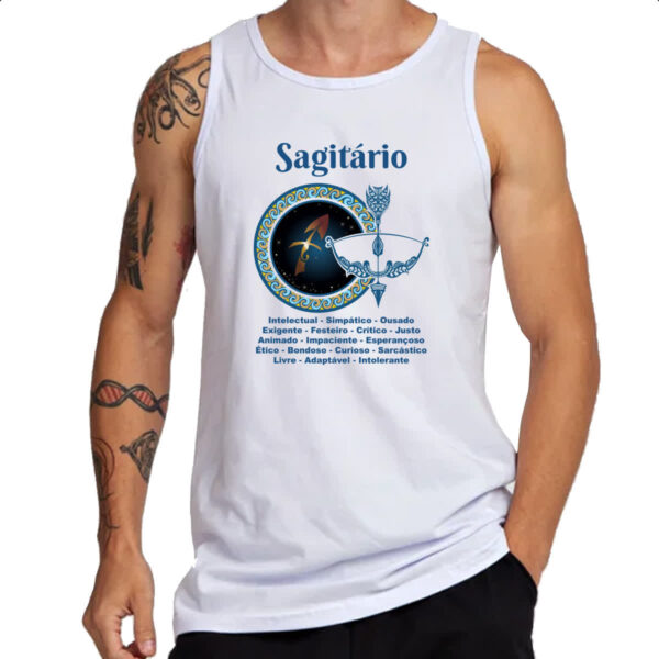 Camiseta Regata Signo de Sagitario adjetivos - Imagem 3