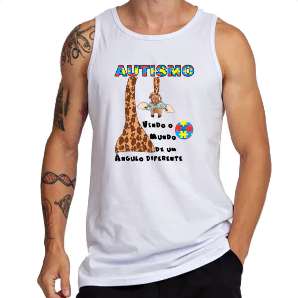 Camiseta Regata Autismo vendo o mundo de um angulo diferente - Imagem 3