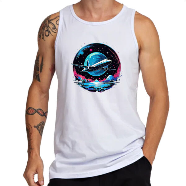 Camiseta Regata Aviao viagem night art - Imagem 3