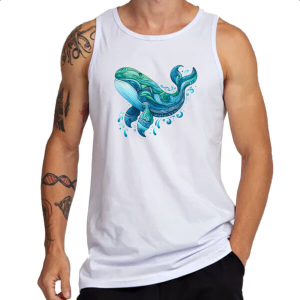 Camiseta Regata Baleia estilo tribal watercolor - Imagem 3