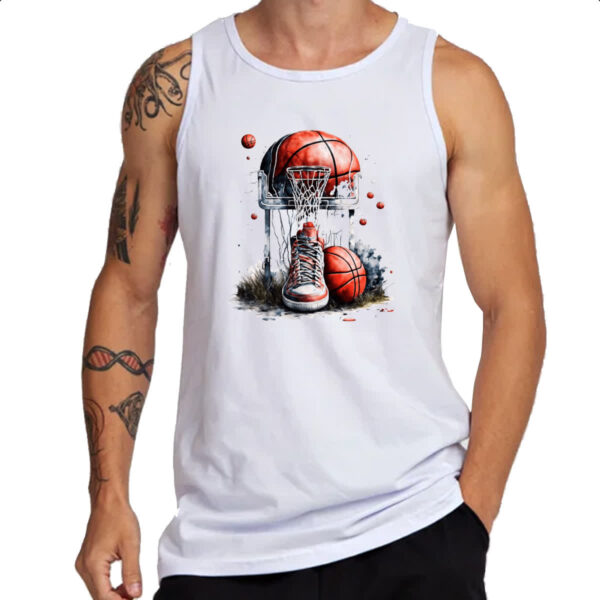 Camiseta Regata Basquete tenis cesta e bola - Imagem 3