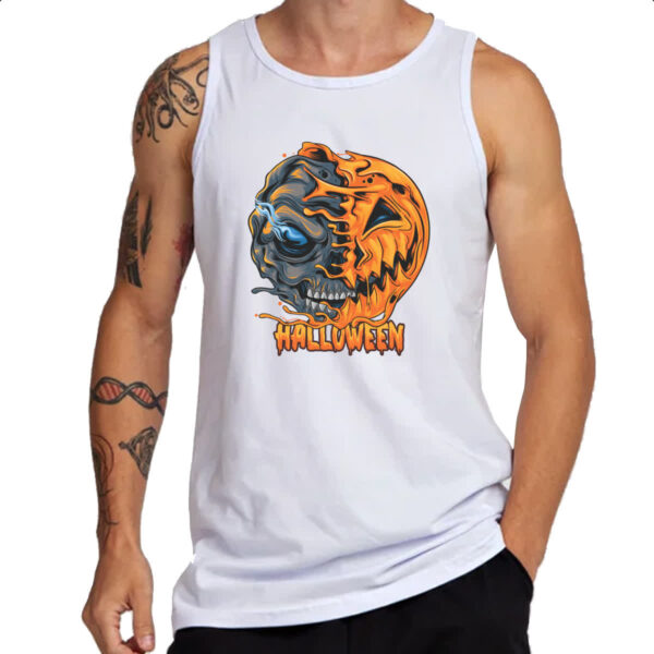 Camiseta Regata Halloween Pumpkin Mascara rasgada - Imagem 3