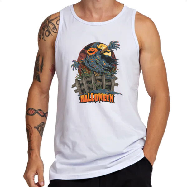 Camiseta Regata Halloween pumpkin espantalho - Imagem 3