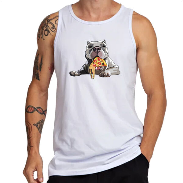 Camiseta Regata Cachorro comendo pizza - Imagem 3