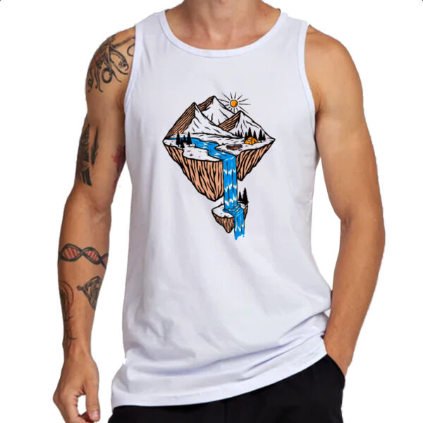 Camiseta Regata Acampamento montanha rio cachoeira - Imagem 3