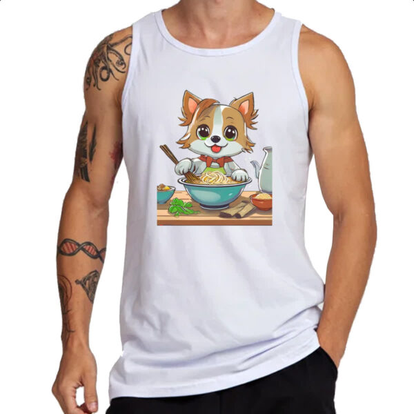 Camiseta Regata Cao feliz cozinhando lamem - Imagem 3