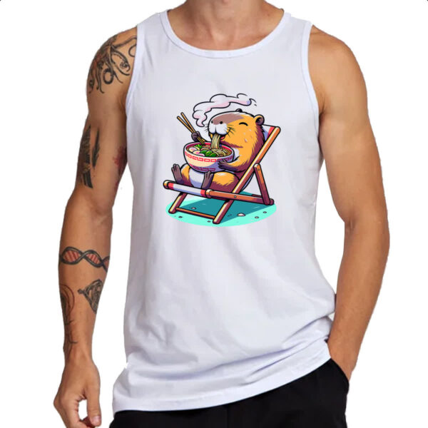 Camiseta Regata Capivara ferias comendo lamen - Imagem 3