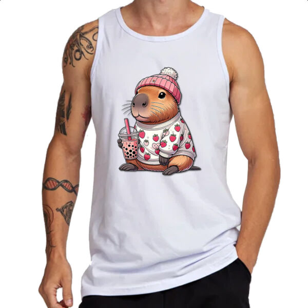 Camiseta Regata Capivara tomando milk shake - Imagem 3