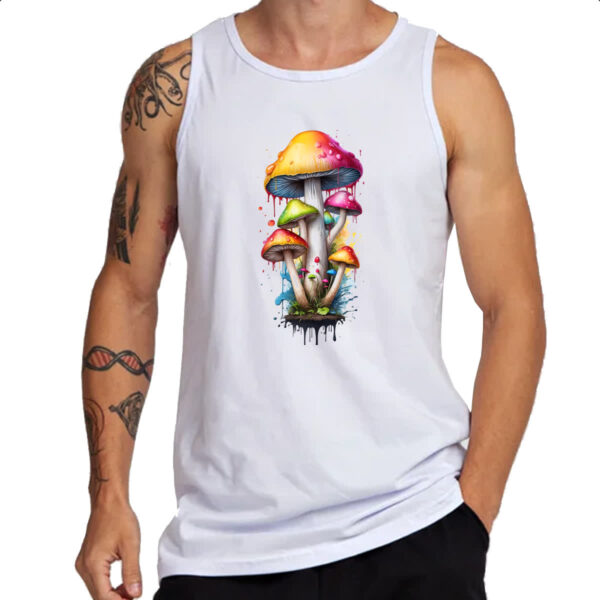 Camiseta Regata Cogumelos coloridos splash - Imagem 3