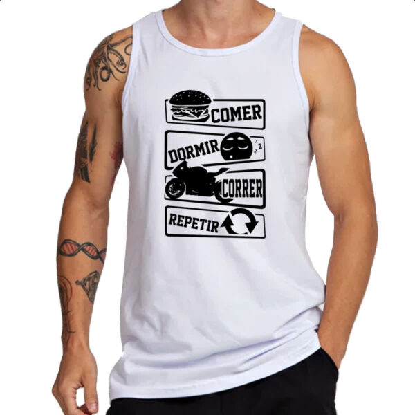 Camiseta Regata Comer Dormir Correr Repetir - Imagem 3