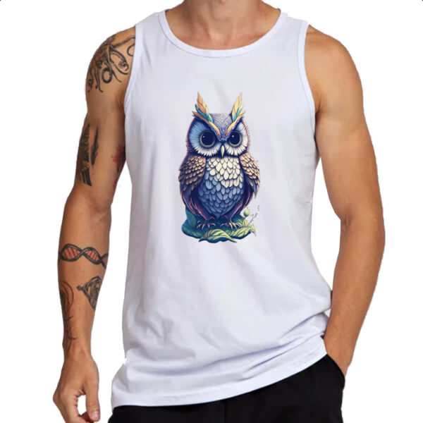 Camiseta Regata Coruja Fantasy Art Neon - Imagem 3
