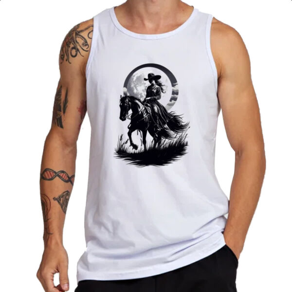 Camiseta Regata Cowgirl silhueta ao luar - Imagem 3