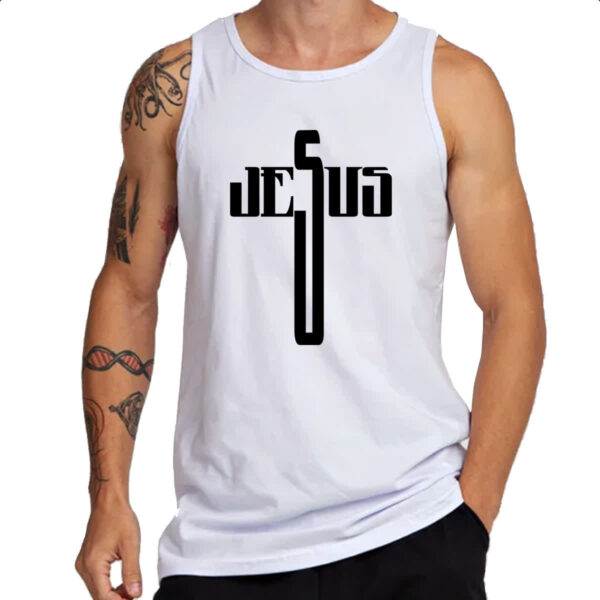 Camiseta Regata Crucifixo nome de Jesus - Imagem 3