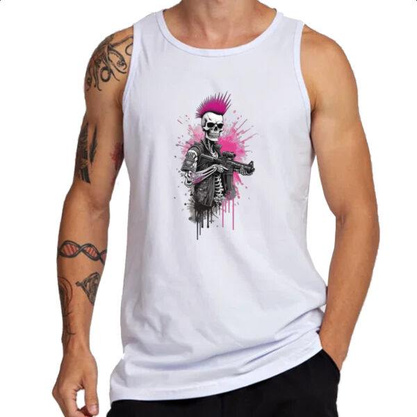 Camiseta Regata Cyber Punk caveira guerrilheira - Imagem 3