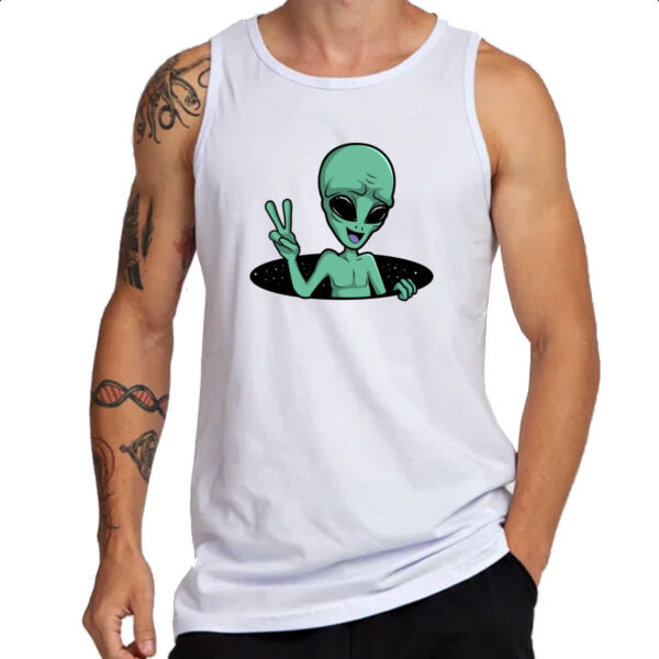 Camiseta Regata Alien Paz e amor buraco negro - Imagem 3