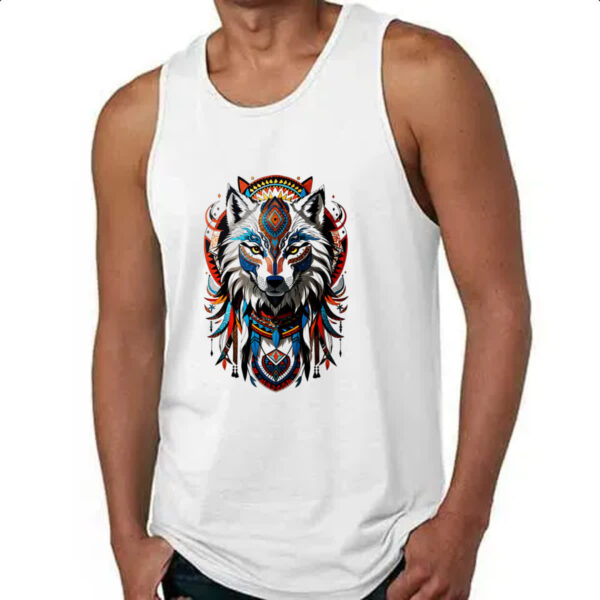 Camiseta Regata Espirito lobo tribal americano - Imagem 4