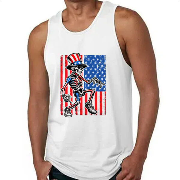 Camiseta Regata Esqueleto Estados Unidos Vintage - Imagem 4