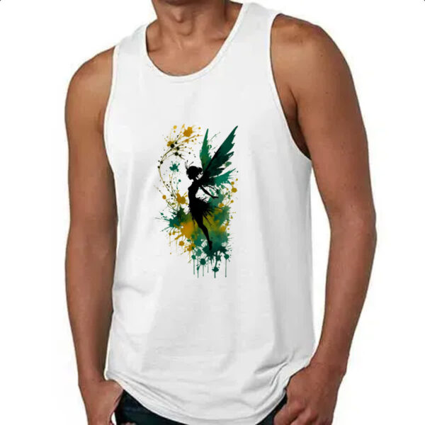Camiseta Regata Fada da floresta silhueta splash - Imagem 4