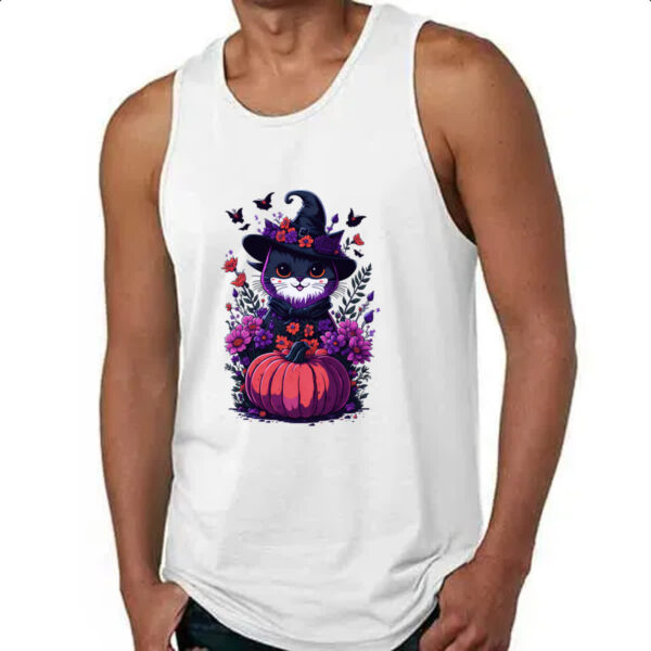 Camiseta Regata Gatinha Bruxa com abobora - Imagem 4