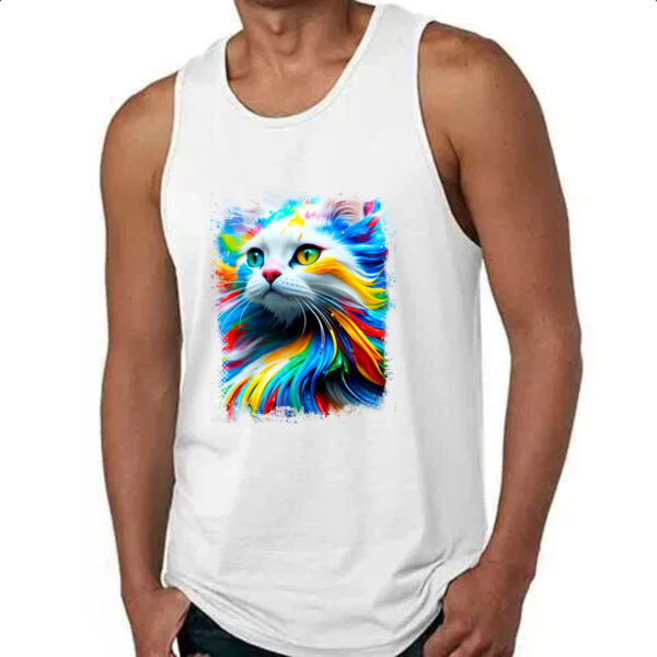 Camiseta Regata Gato Splash Art Color - Imagem 4